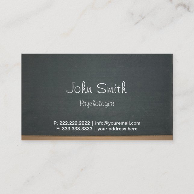 Psychologist Vintage Chalkboard Business Card (Front)