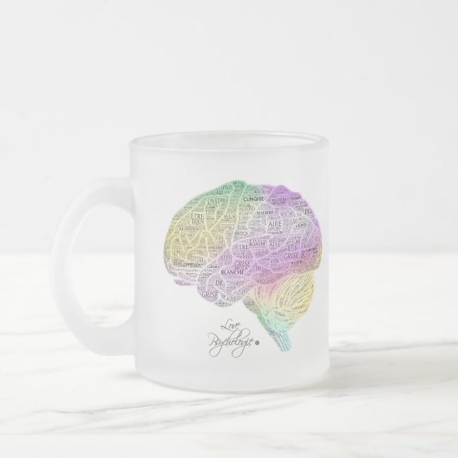 Psychology Brain Frosted Glass Coffee Mug (Left)