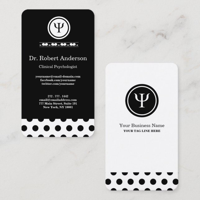 Psychology Psi Symbol Clinical Psychologist  Business Card (Front/Back)