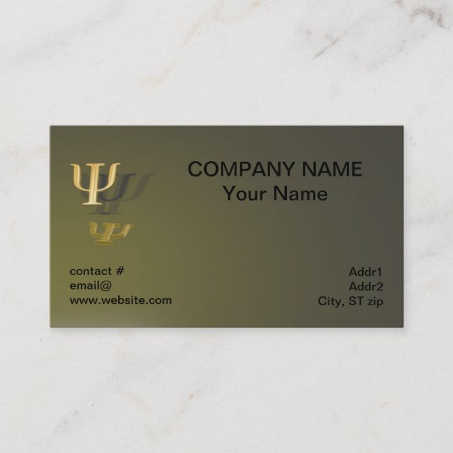 Psychology symbol on gold background business card (Front)