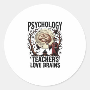 Psychology Teacher Halloween Brain Lover Gothic Sh Classic Round Sticker