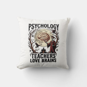 Psychology Teacher Halloween Brain Lover Gothic Sh Cushion