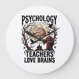 Psychology Teacher Halloween Brain Lover Gothic Sh Large Clock