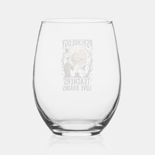 Psychology Teacher Halloween Brain Lover Gothic Sh Stemless Wine Glass