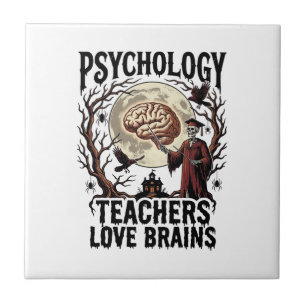 Psychology Teacher Halloween Brain Lover Gothic Sh Tile