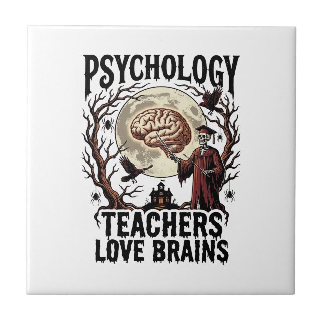 Psychology Teacher Halloween Brain Lover Gothic Sh Tile (Front)