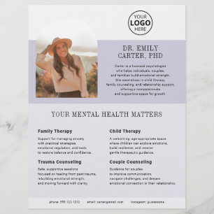 Psychology Therapy Logo Photo Purple Lavender Flyer