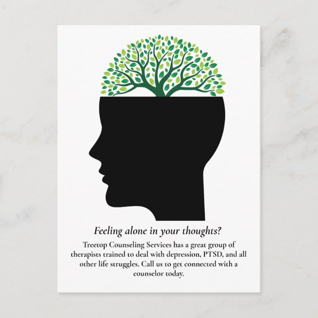 Psychology Tree Therapist Counsellor Marketing Postcard (Front)