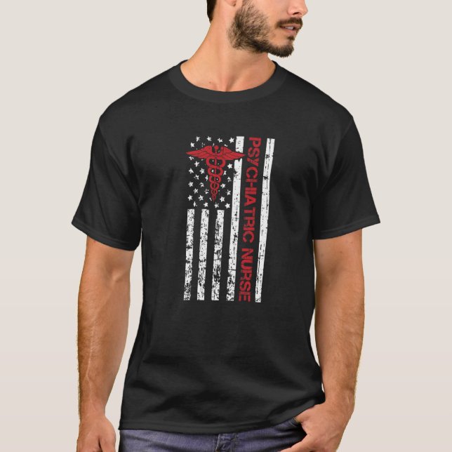 Psychology Us Flag Psychologist Mental Health  Psy T-Shirt (Front)