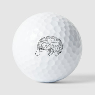 Psychology vintage phrenology psychiatry brain  golf balls