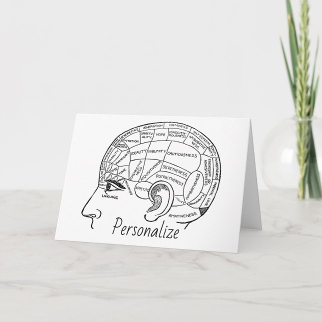 Psychology vintage phrenology psychiatry brain  thank you card (Front)