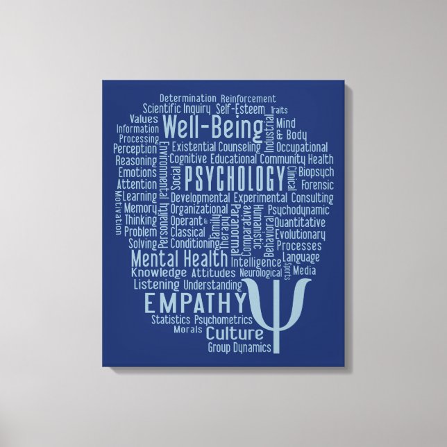 PSYCHOLOGY Word Cloud custom color canvas print (Front)
