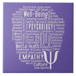 PSYCHOLOGY Word Cloud custom color ceramic tile