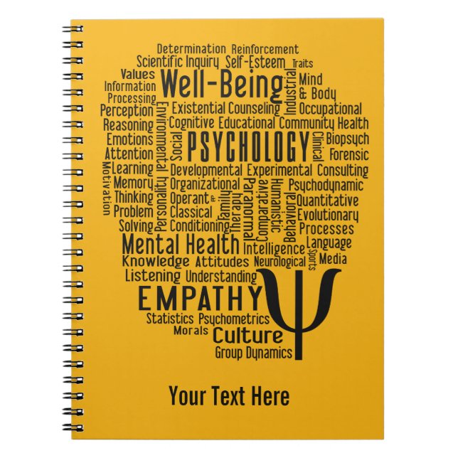 PSYCHOLOGY Word Cloud custom color notebook (Front)