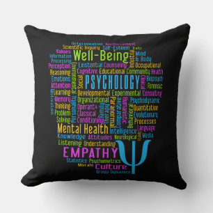 PSYCHOLOGY Word Cloud custom colour throw pillow