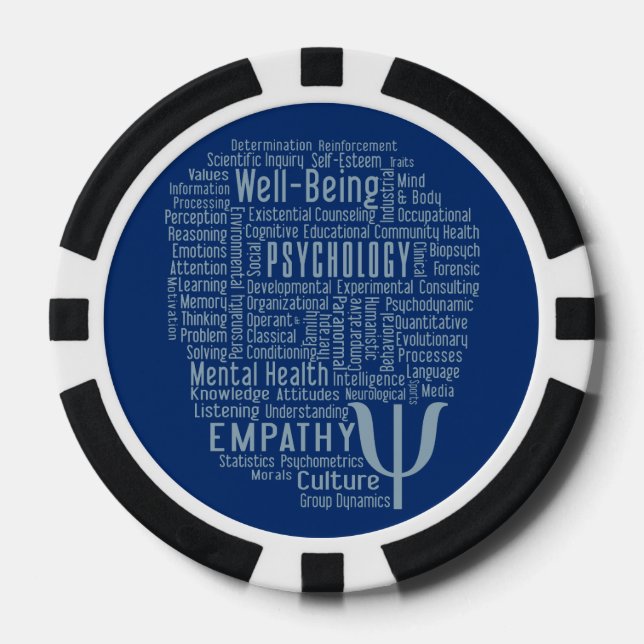 PSYCHOLOGY Word Cloud custom poker chips (Front)
