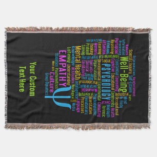 PSYCHOLOGY Word Cloud custom throw blanket