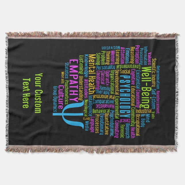 PSYCHOLOGY Word Cloud custom throw blanket (Front)