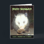 Psychopossum Birthday Card<br><div class="desc">Even I am not sure whether this is cute or disturbing,  but either way,  it'll freak out your friends.</div>