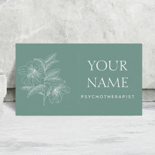 Psychotherapist Family Counsellor Drawn Flower Blu Business Card