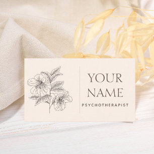 Psychotherapist Family Counsellor Drawn Flower Blu Business Card