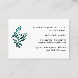 Psychotherapist Green Plant Euro Business Card