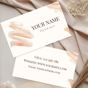 Psychotherapist Modern Paint Stroke Peach Elegant Business Card
