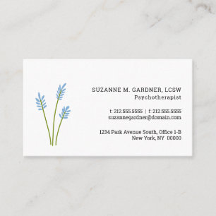 Psychotherapist Simple Blue Flower Business Card