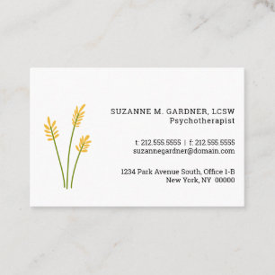 Psychotherapist Simple Yellow Flower Euro Business Card