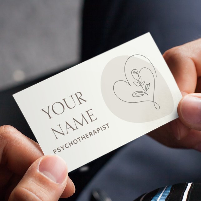Psychotherapist Therapy Counsellor Drawn Heart Boh Business Card (Creator Uploaded)