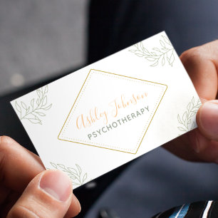Psychotherapy Counseling Pretty Calligraphy White Business Card