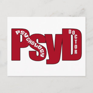 PsyD BIG RED DOCTOR OF PSYCHOLOGY BOLD Postcard