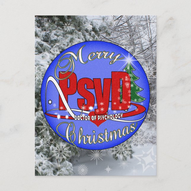 PsyD CHRISTMAS ORNAMENT DOCTOR OF PSYCHOLOGY Holiday Postcard (Front)