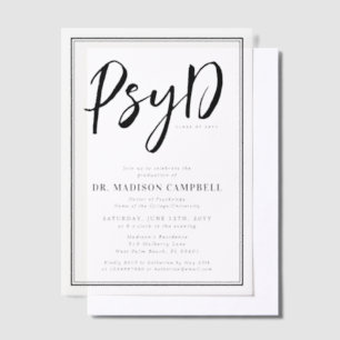 PsyD Doctor Of Psychology Graduation Party Vellum Invitations
