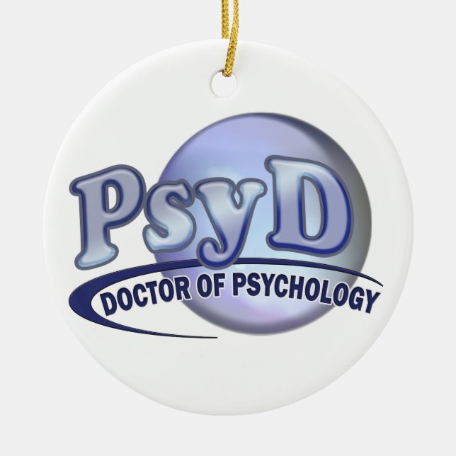 PsyD Doctor of Psychology LOGO Ceramic Tree Decoration (Front)