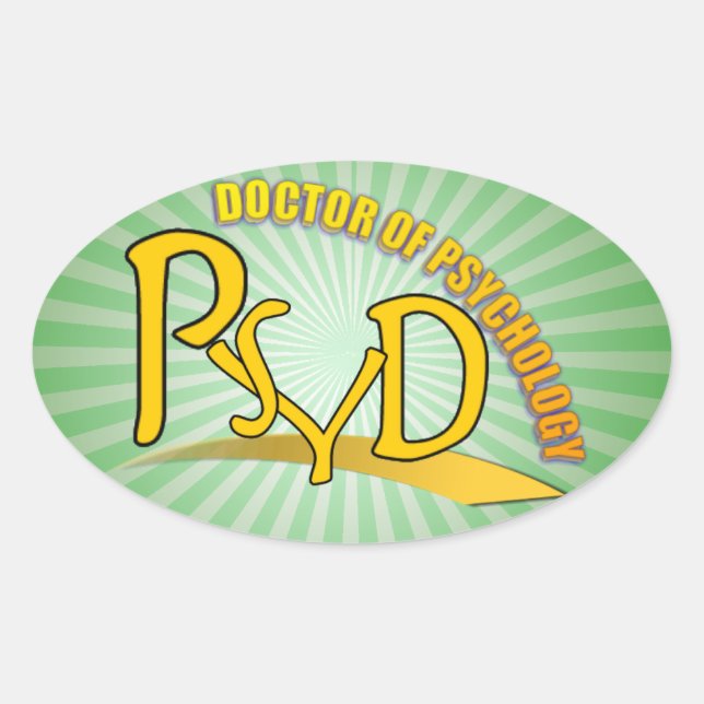PSYD DOCTOR OF PSYCHOLOGY YELLOW LOGO OVAL STICKER (Front)