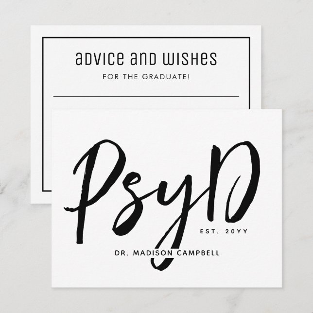 PsyD Graduation Party Advice and Wishes Card (Front/Back)