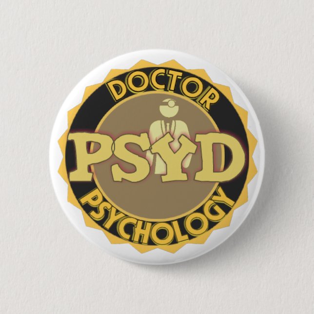 PsyD LOGO - DOCTOR OF PSYCHOLOGY 6 Cm Round Badge (Front)