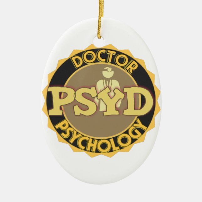 PsyD LOGO DOCTOR OF PSYCHOLOGY PSYCHOLOGIST Ceramic Tree Decoration (Front)