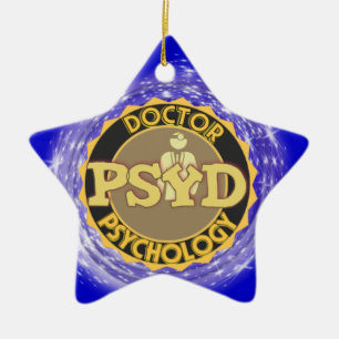 PsyD LOGO DOCTOR OF PSYCHOLOGY PSYCHOLOGIST Ceramic Tree Decoration