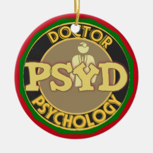 PsyD LOGO DOCTOR OF PSYCHOLOGY PSYCHOLOGIST Ceramic Tree Decoration