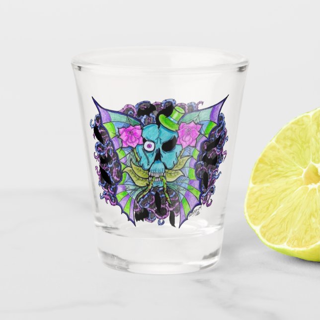 Psyko-Daizie Winged Skull Shot Glass (Front)