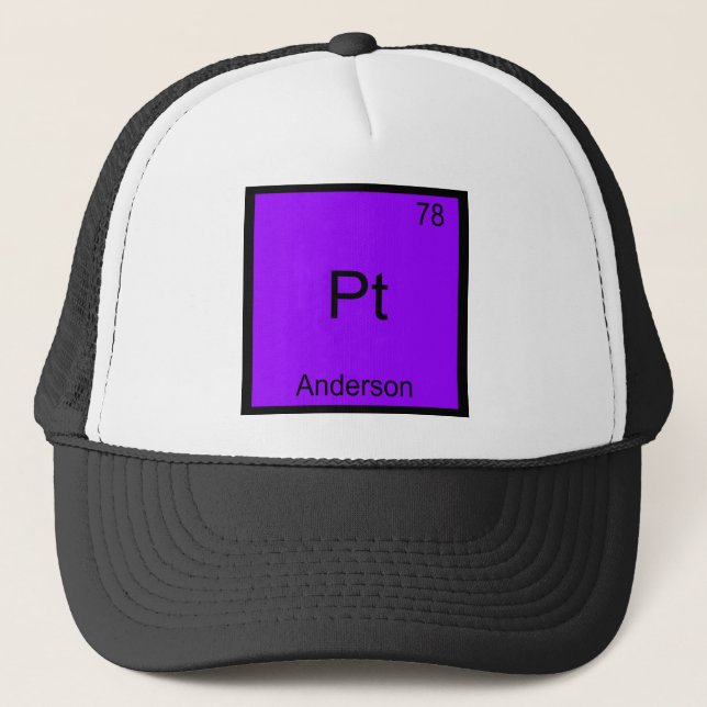 Pt - Anderson Funny Chemistry Element Symbol Tee Trucker Hat (Front)