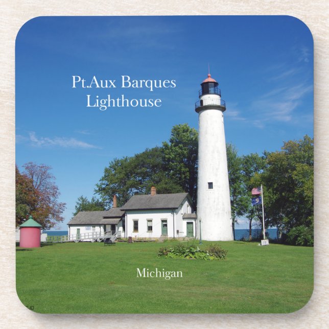 Pt Aux Barques Lighthouse 6 plastic coasters (Front)
