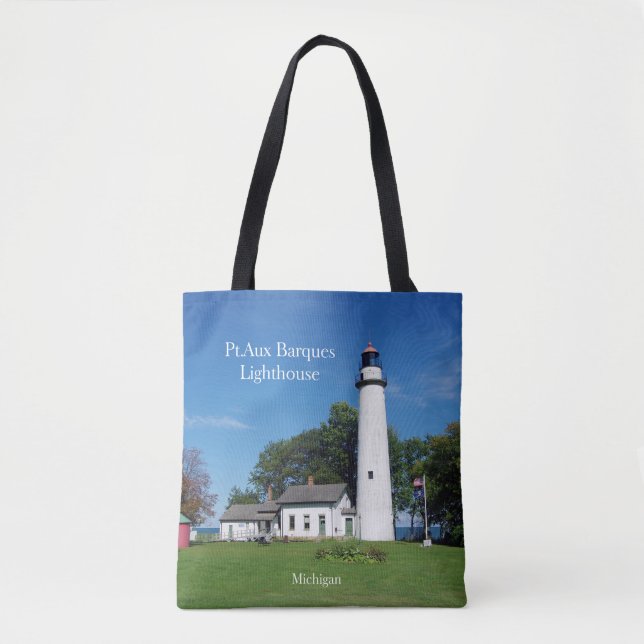 Pt Aux Barques Lighthouse all over tote bag (Front)