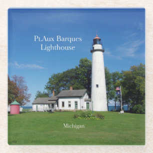 Pt Aux Barques Lighthouse glass coaster