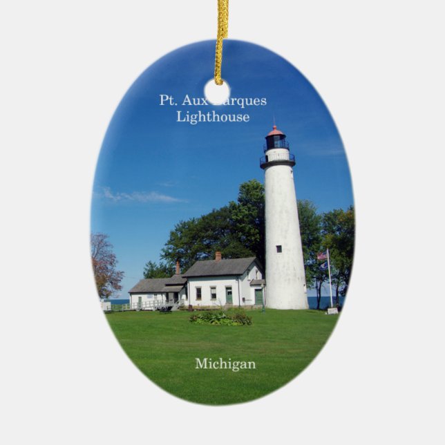 Pt Aux Barques Lighthouse oval ornament (Front)