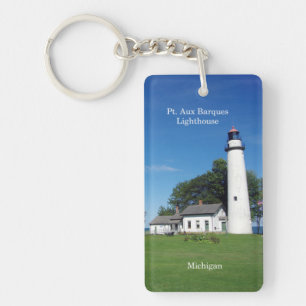 Pt Aux Barques Lighthouse rectangle key chain