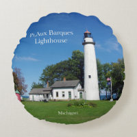 Pt Aux Barques Lighthouse round pillow