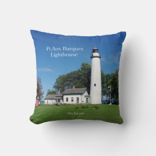 Pt Aux Barques Lighthouse square pillow